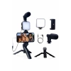 Akıllı Telefon Vlog Kiti Tripod Mini Mikrofonlu Telefon Tutucu