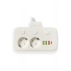 Akım Korumalı 2’li Ayrı Anahtarlı Priz, 2x Priz, 3x Usb, 1x Type-c, 2 Mt Kablo, Hızlı Şarj