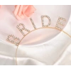 Altın Gold Renk Bekarlığa Veda Kristal Taş Bride Tacı İthal 16x10 Cm