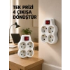 Anahtarlı 4’lü Priz Adaptörü Direkt Duvar Prizine Takılan Priz Çoklayıcı 2’li Set