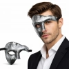 Antik Eskitme Gümüş Erkek Yarım Maske - Phantom Parti  Balo Maskesi