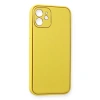 Apple İphone 12 Kılıf Coco Deri Silikon Kapak - Sarı