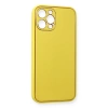 Apple İphone 12 Pro Max Kılıf Coco Deri Silikon Kapak - Sarı