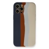 Apple İphone 12 Pro Max Kılıf Ebruli Lansman Silikon - Lacivert-krem
