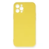 Apple İphone 12 Pro Max Kılıf Nano İçi Kadife Silikon - Sarı