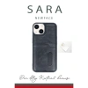 Apple İphone 14 Kılıf Sara Kartvizitli Deri Kılıf - Lacivert