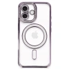 Apple İphone 16 Plus Kılıf Joke Simli Magneticsafe Kılıf - Derin Mor