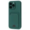 Apple İphone 16 Pro Kılıf Kelvin Kartvizitli Silikon - Koyu Yeşil