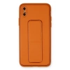 Apple İphone Xs Max Kılıf Coco Deri Standlı Kapak - Turuncu