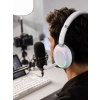 Bluetooth 5.0 Beyaz Kulak Üstü Kablosuz Kulaklık Mikrofonlu Rgb Aydınlatmalı