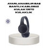 Bluetooth 5.0 Siyah Kablosuz Kulaklık 18 Saat Batarya Katlanabilir Tasarım