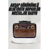 Bluetooth Hoparlör Ahşap Renk Vintage Işıklı Nostaljik Radyo Fm Ahşap Görünümlü
