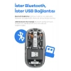 Bluetooth Usb Çift Modlu Sessiz Mouse, Şeffaf Mıknatıslı Kapaklı, Type-c Şarjlı, Dpı Ayarlı, Kablosuz 10m Çekim Mesafeli, Masaüstü Kısayol Tuşlu, Taşınabilir Şarjlı Mouse Turuncu