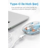 Bluetooth Usb Çift Modlu Sessiz Mouse, Şeffaf Mıknatıslı Kapaklı, Type-c Şarjlı, Dpı Ayarlı, Kablosuz 10m Çekim Mesafeli, Masaüstü Kısayol Tuşlu, Taşınabilir Şarjlı Mouse Siyah