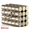 100 Adet 4x4 Mm Yuvarlak Neodyum Mıknatıs N35 Güçlü Magnet Nikel Kaplama