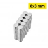 5 Adet 8x3mm Yuvarlak Neodyum Mıknatıs Güçlü Nikel Kaplamalı Kaliteli Dayanıklı Magnet