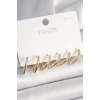 Byhodi 925 Ayar Gümüş Çivi Pirinç Gold Renk Üçgen Model Kadın Küpe Seti - BKP10415 (599599)