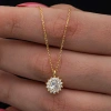 925 Ayar Gümüş Gold Minimal Yuvarlak Anturaj Kadın Kolye T8572 (599599)