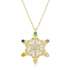 Byhodi 925 Ayar Gümüş Gold Renkli Taşlı Kar Tanesi Kadın Gümüş Kolye T7090 (599599)