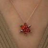 925 Ayar Gümüş Kırmızı Çiçek Kadın Gümüş Kolye T5158 (599599)