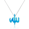 Byhodi 925 Ayar Gümüş Mavi Opal Taşlı Allah Yazılı Kadın Gümüş Kolye PT2610785 (599599)