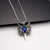 Byhodi 925 Ayar Gümüş Mavi Taşlı Ejderha Erkek Kılıç Kolye T7930 (599599)