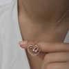 925 Ayar Gümüş Rose Birleşmiş Kalpler Kadın Kolye T6581 (599599)