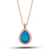 925 Ayar Gümüş Rose Damla Mavi Opal Taşlı Kadın Kolye T7724 (599599)