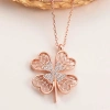 Byhodi 925 Ayar Gümüş Rose Dört Yapraklı Yonca Kadın Kolye T8017 (599599)