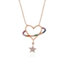 925 Ayar Gümüş Rose Kalp Yıldız Kadın Kolye T7354 (599599)