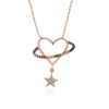 925 Ayar Gümüş Rose Kalp Yıldız Kadın Kolye T7354 (599599)