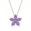 925 Ayar Gümüş Rose Lila Kamelya Çiçeği Kolye T5181 (599599)