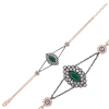 Byhodi 925 Ayar Gümüş Rose Mat Yeşil Taşlı Otantik Bileklik BR0460468 (599599)