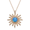 Byhodi ​925 Ayar Gümüş Rose Mavi Opal Taşlı Güneş Kadın Kolye T6583 (599599)
