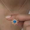 Byhodi ​925 Ayar Gümüş Rose Mavi Opal Taşlı Güneş Kadın Kolye T6583 (599599)