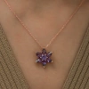 Byhodi 925 Ayar ​Gümüş Rose Mor Çiçek Kolye T5160 (599599)