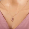 925 Ayar Gümüş Rose Nazarlı Göz Kolye T7365 (599599)