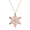Byhodi 925 Ayar Gümüş Rose Renkli Taşlı Kar Tanesi Kadın Gümüş Kolye T7091 (599599)
