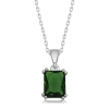 925 Ayar Gümüş Yeşil Kristal Kare Taşlı Kadın Gümüş Kolye T6909 (599599)