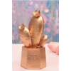 Led Işıklı Sevimli Kaktüs Dekoratif Masa Lambası Mini Biblo Gece Lambası Gold