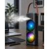 Çift Başlıklı Taşınabilir Fan Rgb Işıklı Sprey Nemlendiricili Masaüstü Serinletici Fan