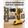 Çift Bataryalı Darbeli Şarjlı Matkap Seti – Metal Dişli, 24 Parça Aksesuar Ve Led Işıklı