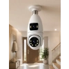 Çift Lens Wi-fi Ampul Kamera Ve Mobil Kontrol Yüksek Çözünürlüklü