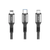 Dc62 3in1 Type-c To 60w Type-c / 12w Lightning / 15w Micro 1.2m Hızlı Şarj Kablo - Siyah