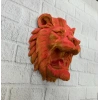 Dekoratif Asılabilir Aslan Başı 3d Duvar Heykeli Gold Red 20x21 Cm