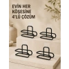 Delmeden Monte Tuvalet Kağıdı Askısı Siyah Metal Yapışkanlı Banyo Kağıtlığı 4’lü Set