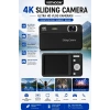 Dijital Kamera 4k Hd 48mp 16x Zoom Flaşlı Kayar Retro Video Kamera 2.8’’ Ekran 64gb Sd Kart Hediyeli Siyah
