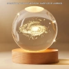 Gün Işığı Led’li 3d Kristal Galaksi Küre Ahşap Tabanlı Dekoratif Lamba