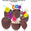 Hindistan Cevizi Hawaii Luau Aloha Pipetli İçecek Kabı Bardak 10x13 Cm 1 Adet