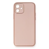 İphone 12 Kılıf Coco Deri Silikon Kapak - Pembe